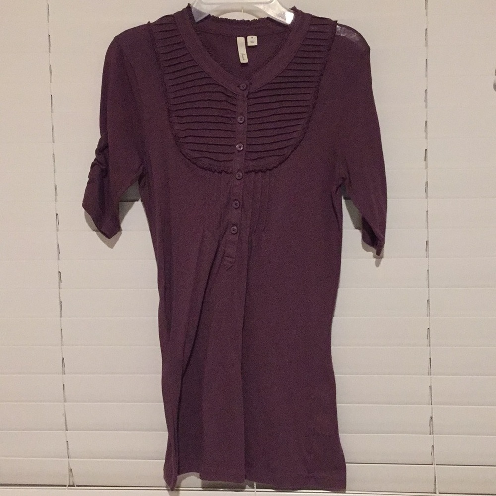 Purple button down with half sleeves